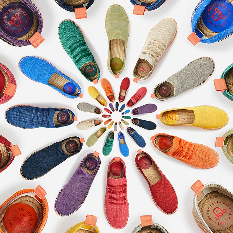 Fashion Fotografie bunte Schuhe aus Ozeanplastik