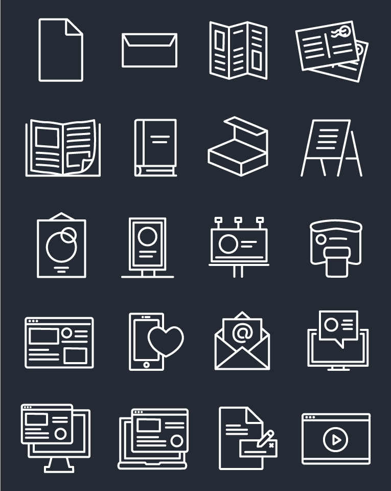 Marketingmaßnahmen Design Icons Symbole